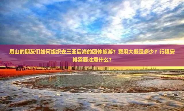 眉山的朋友们如何组织去三亚后海的团体旅游？费用大概是多少？行程安排需要注意什么？