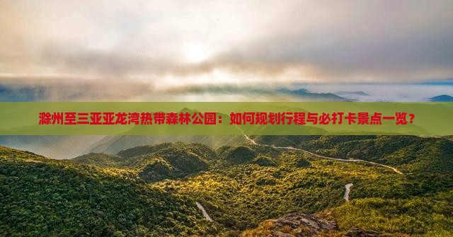 滁州至三亚亚龙湾热带森林公园：如何规划行程与必打卡景点一览？