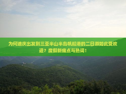 为何迪庆出发到三亚半山半岛帆船港的二日游如此受欢迎？度假新痛点与热词！