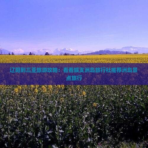 辽阳到三亚旅游攻略：看看蜈支洲岛旅行社推荐洲岛景点旅行