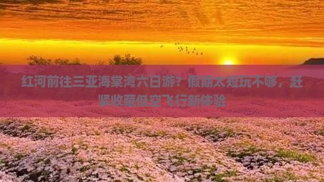 红河前往三亚海棠湾六日游？假期太短玩不够，赶紧收藏低空飞行新体验