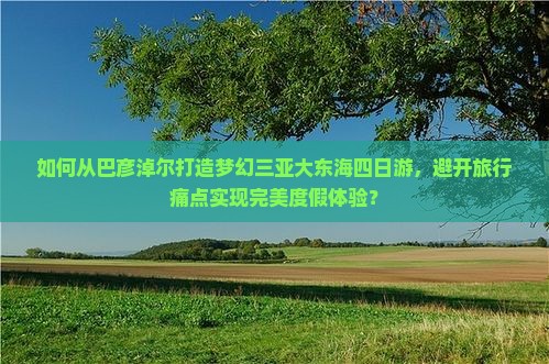 如何从巴彦淖尔打造梦幻三亚大东海四日游，避开旅行痛点实现完美度假体验？