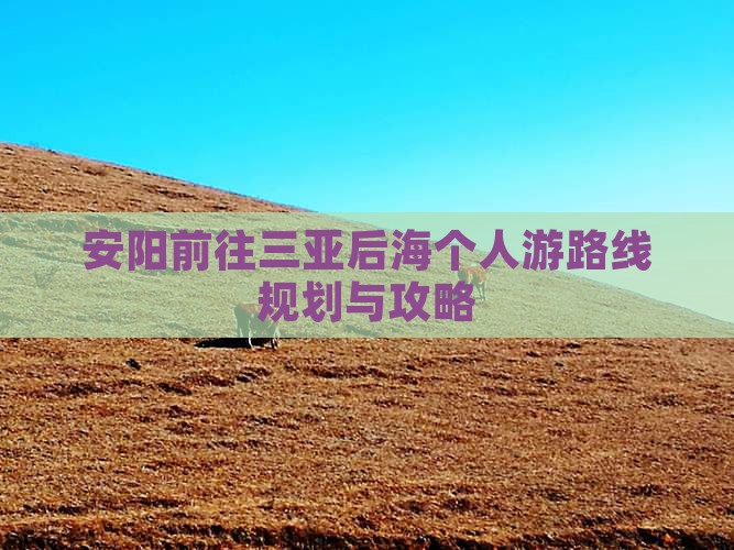 安阳前往三亚后海个人游