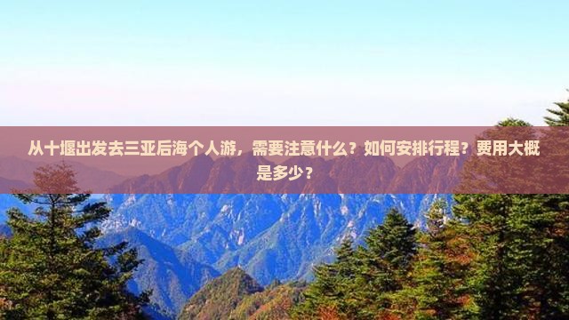 从十堰出发去三亚后海个人游，需要注意什么？如何安排行程？费用大概是多少？