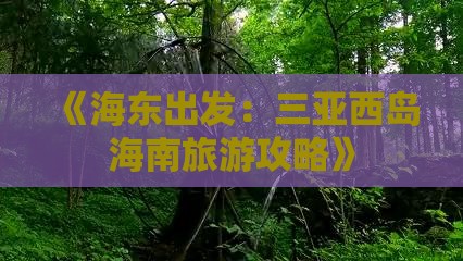 《海东出发：三亚西岛海南旅游攻略》