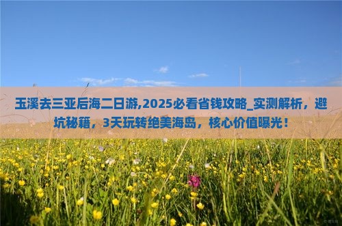玉溪去三亚后海二日游