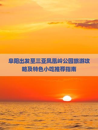 阜阳出发至三亚凤凰岭公园旅游攻略及特色小吃推荐指南