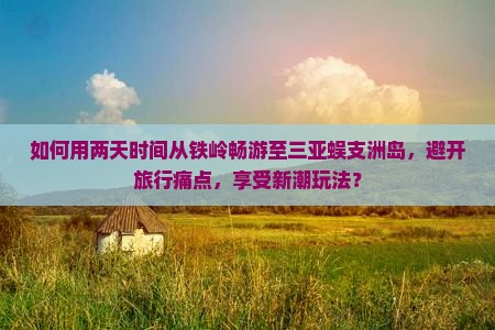 如何用两天时间从铁岭畅游至三亚蜈支洲岛，避开旅行痛点，享受新潮玩法？