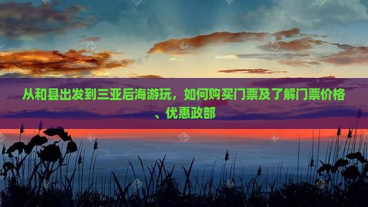从和县出发到三亚后海游玩,如何购买门票及了解门票价格、优惠政部 从和县出发到三亚后海游玩,如何购买门票及了解门票价格、优惠政部