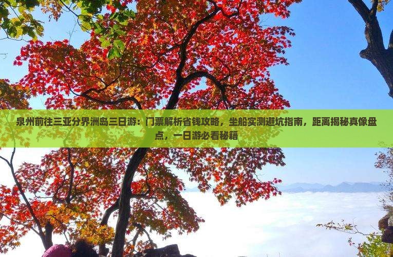 泉州前往三亚分界洲岛三日游