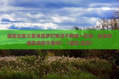 德宏出发三亚海昌梦幻海洋不夜城一日游