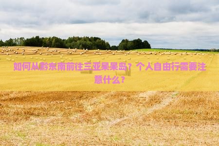 如何从黔东南前往三亚呆呆岛？个人自由行需要注意什么？