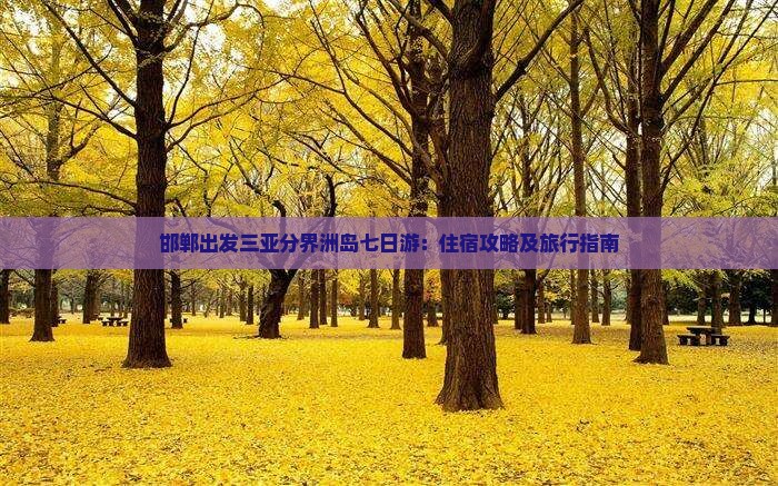 邯郸出发三亚分界洲岛七日游：住宿攻略及旅行指南