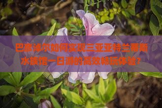 巴彦淖尔如何实现三亚亚特兰蒂斯水族馆一日游的高效畅玩体验？