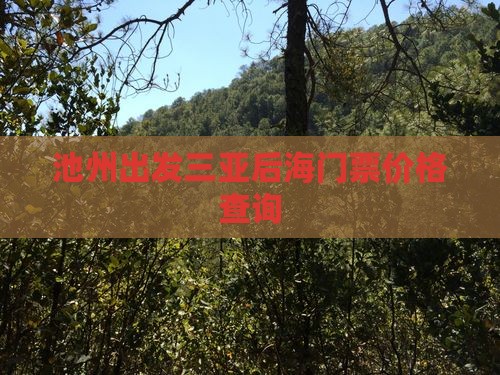 池州出发三亚后海门票价格查询