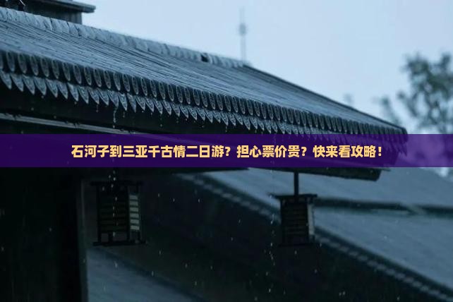 石河子到三亚千古情二日游？担心票价贵？快来看攻略！