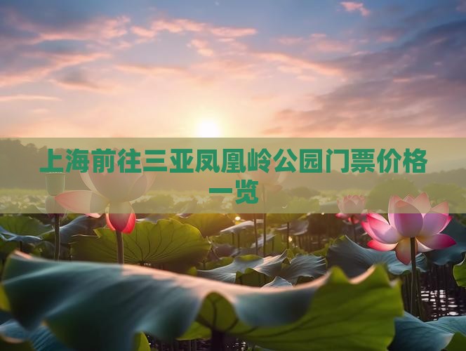 上海前往三亚凤凰岭公园门票价格一览