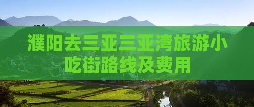 濮阳去三亚三亚湾旅游小吃街路线及费用