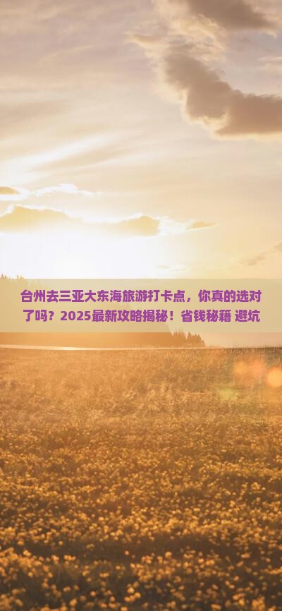 台州去三亚大东海旅游打卡点