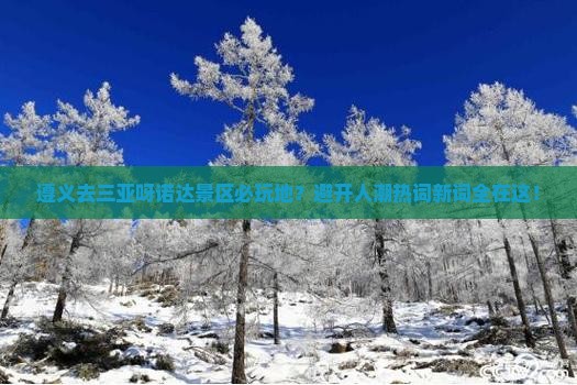 遵义去三亚呀诺达景区必玩地？避开人潮热词新词全在这！