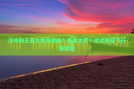 汉中到三亚大东海攻略？机票太贵？试试低空飞行新体验
