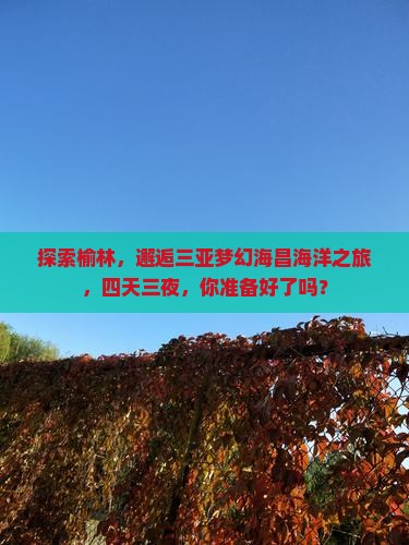 探索榆林，邂逅三亚梦幻海昌海洋之旅，四天三夜，你准备好了吗？