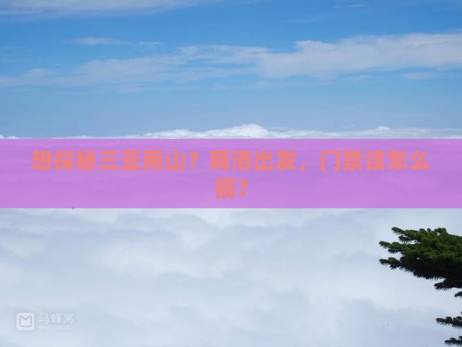 想探秘三亚南山？商洛出发，门票该怎么搞？