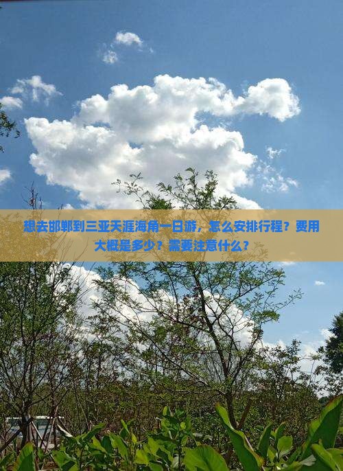 想去邯郸到三亚天涯海角一日游，怎么安排行程？费用大概是多少？需要注意什么？