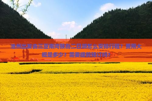 池州出发去三亚南湾猴岛二日游怎么安排行程？费用大概是多少？需要提前预订吗？