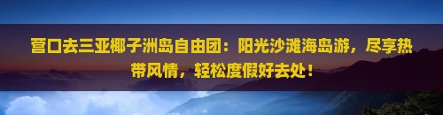 营口去三亚椰子洲岛自由团