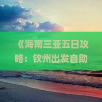 《海南三亚五日攻略：钦州出发自助游分界洲岛，旅行社详细交通与景点指南》