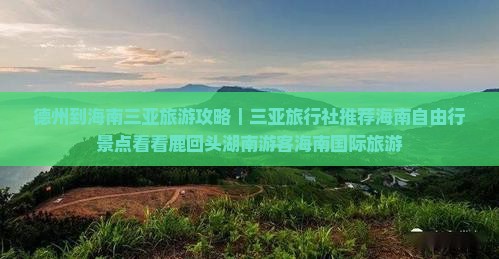 德州到海南三亚旅游攻略｜三亚旅行社推荐海南自由行景点看看鹿回头湖南游客海南国际旅游