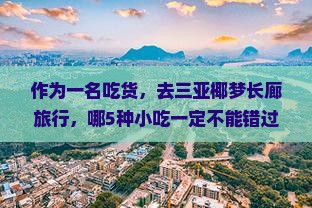作为一名吃货，去三亚椰梦长廊旅行，哪5种小吃一定不能错过？