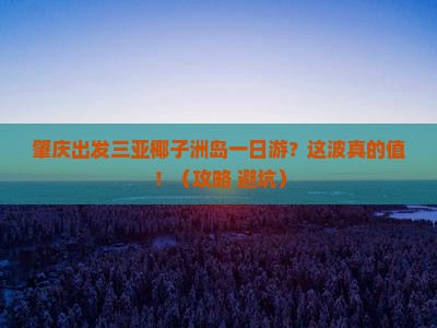 肇庆出发三亚椰子洲岛一日游