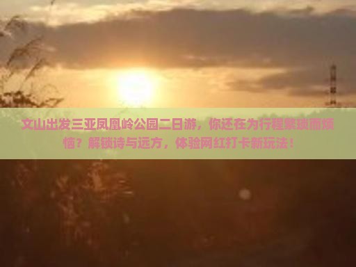 文山出发三亚凤凰岭公园二日游