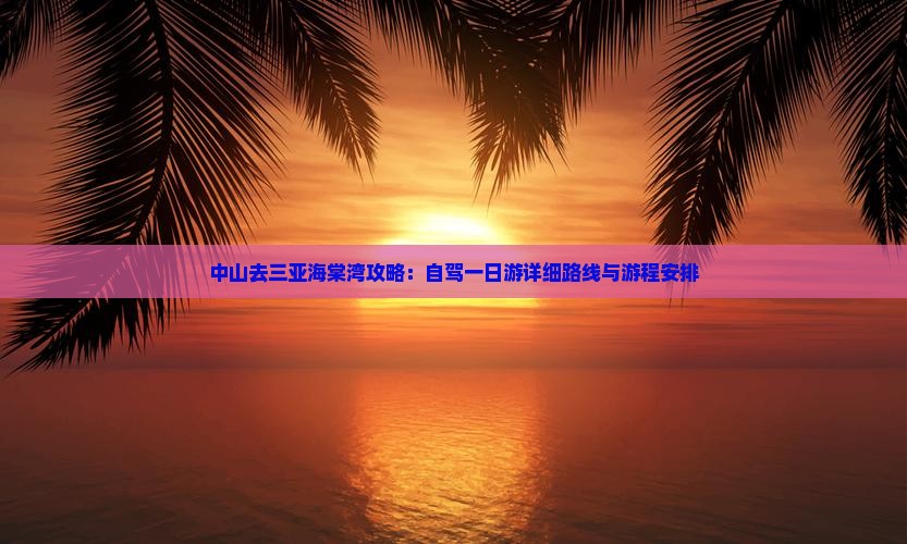中山去三亚海棠湾攻略：自驾一日游详细路线与游程安排