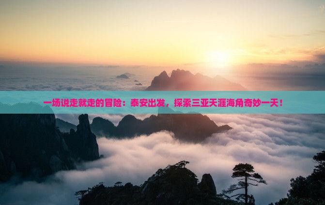一场说走就走的冒险：泰安出发，探索三亚天涯海角奇妙一天！