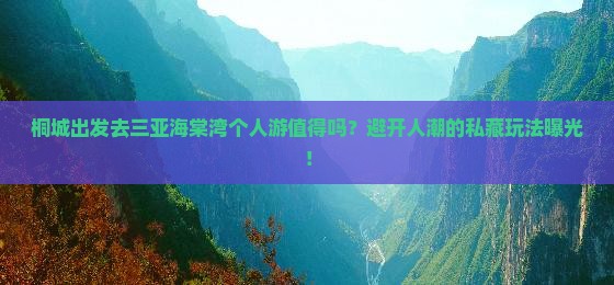 桐城前往三亚海棠湾个人游
