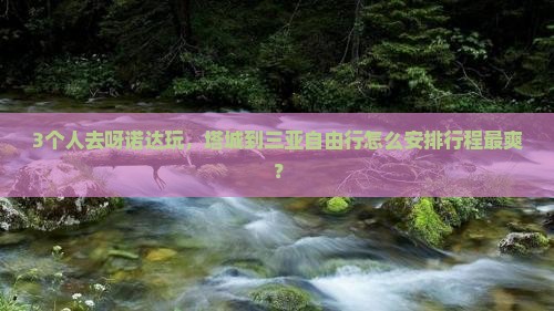 3个人去呀诺达玩，塔城到三亚自由行怎么安排行程最爽？