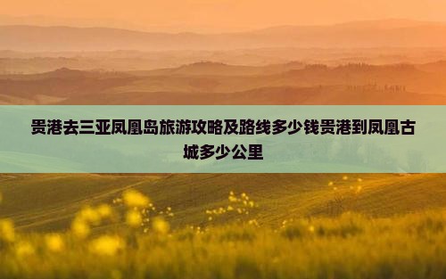 贵港去三亚凤凰岛旅游