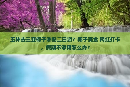 玉林去三亚椰子洲岛二日游