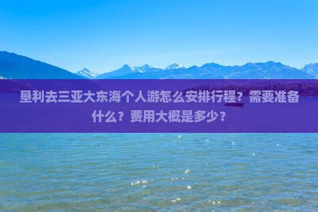 垦利去三亚大东海个人游