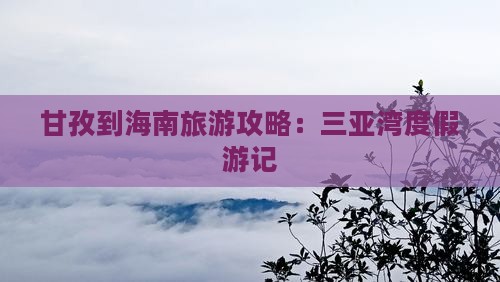 甘孜出发三亚三亚湾个人游