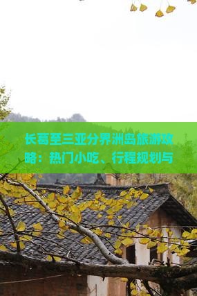 长葛至三亚分界洲岛旅游攻略：热门小吃、行程规划与实用
