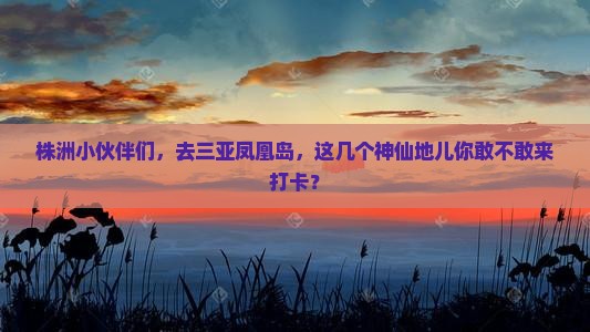 株洲去三亚凤凰岛必玩地