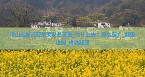 舟山出发三亚呆呆岛必玩地