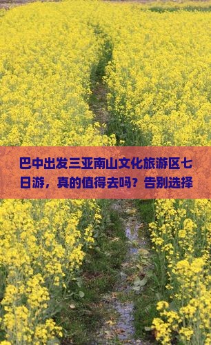 巴中出发三亚南山文化旅游区七日游
