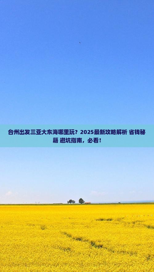 台州出发三亚大东海哪里玩