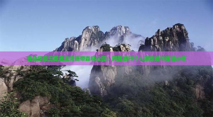 独自探索三亚亚龙湾热带森林公园：阿里旅行个人游攻略与体验分享