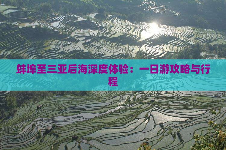 蚌埠至三亚后海深度体验：一日游攻略与行程